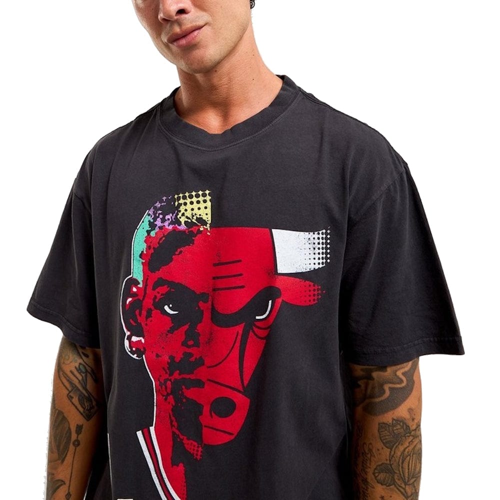 Mitchell & Ness Faceoff Bulls Rodman Tee - Overdyed Black