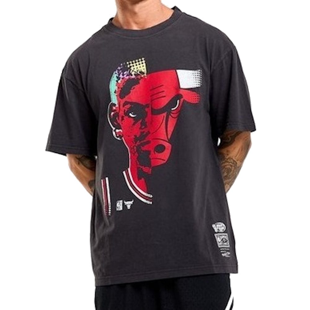 Mitchell & Ness Faceoff Bulls Rodman Tee - Overdyed Black