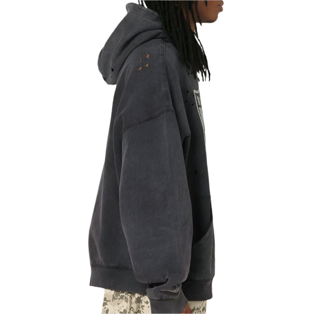 Mitchell & Ness Las Vegas Raiders Distressed Rhinestone Logo Hoodie - Faded Black