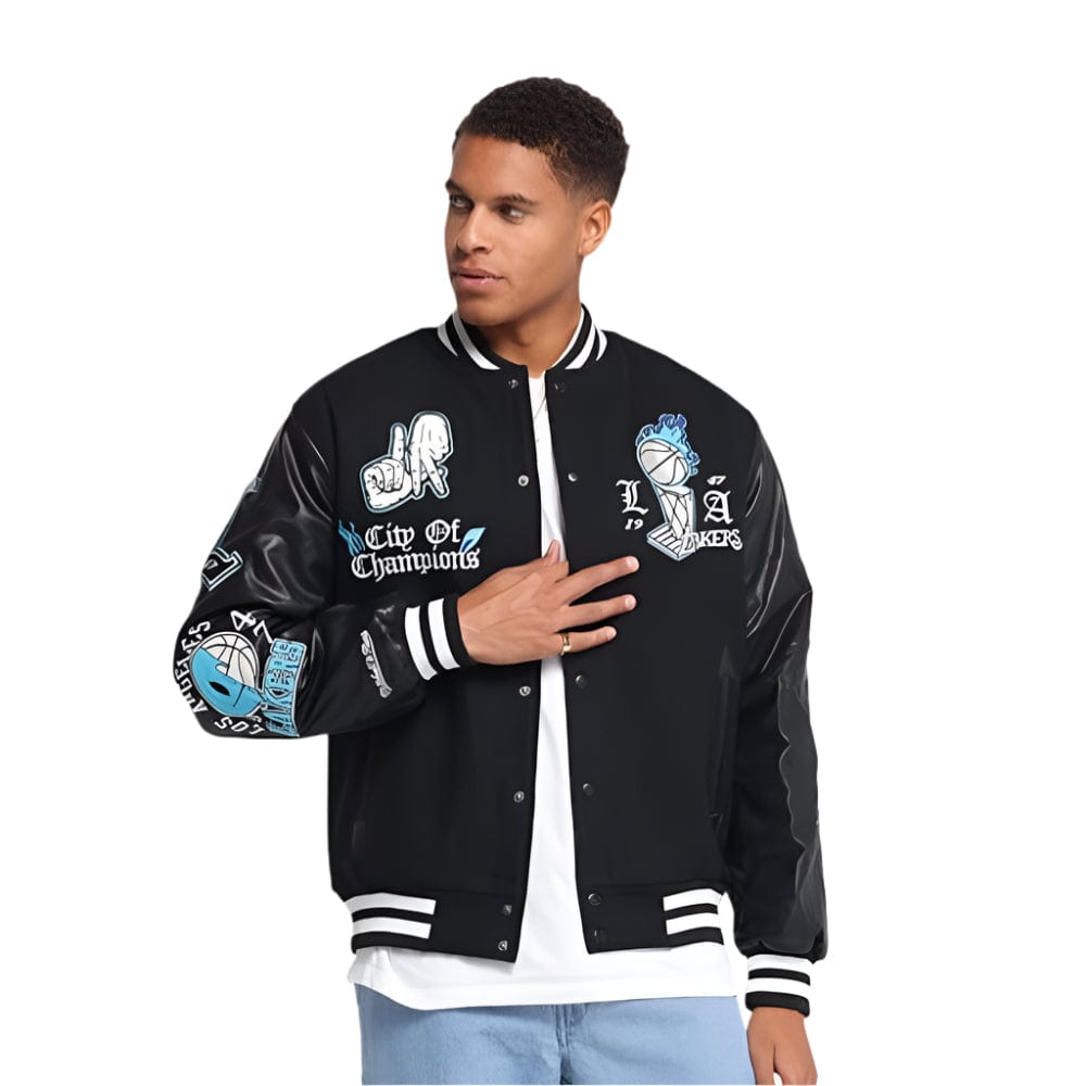 Mitchell & Ness Los Angeles Lakers City of Champions Jacket - Solid Black