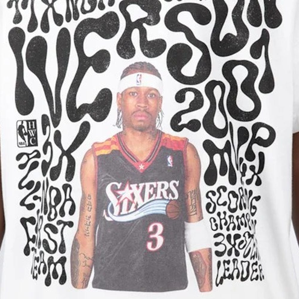 Mitchell & Ness Player Abstract 76ers Iverson Tee - Vintage White