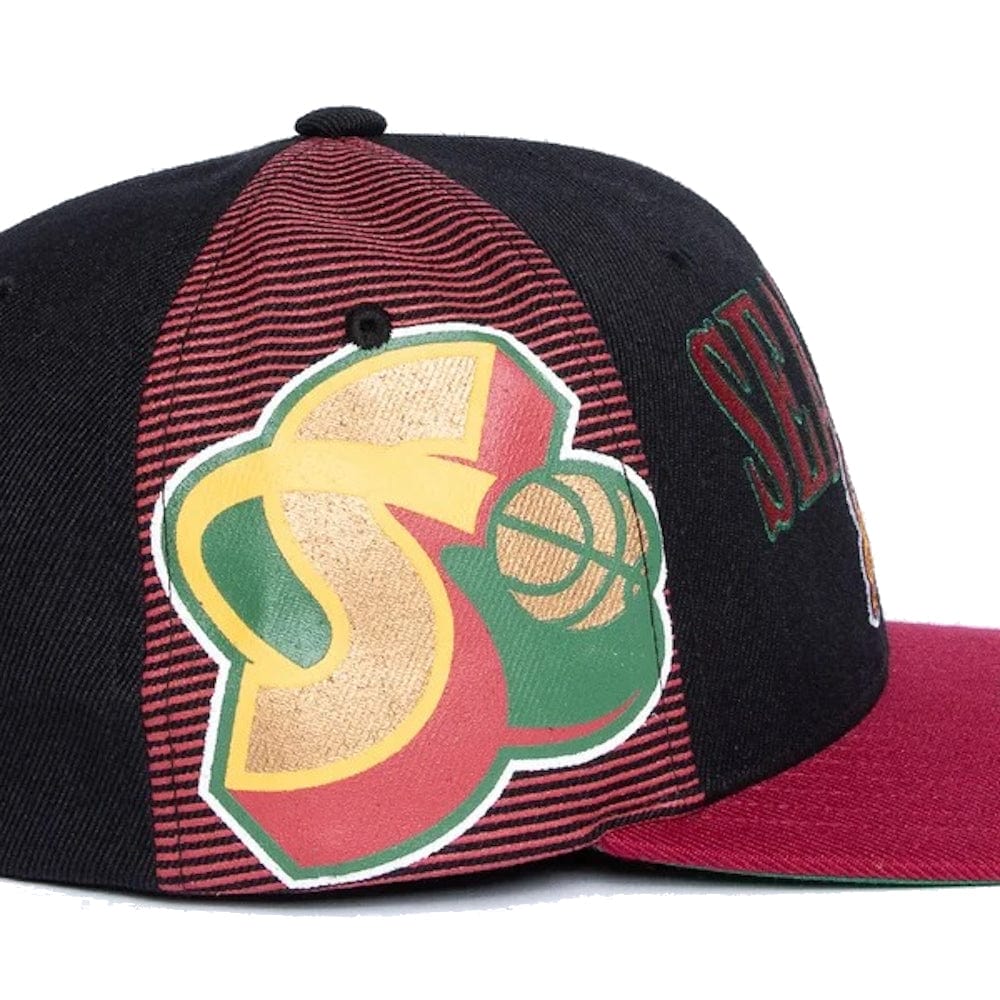 Mitchell & Ness Side Swipe OG Seattle Supersonics Snapback - Black / Red