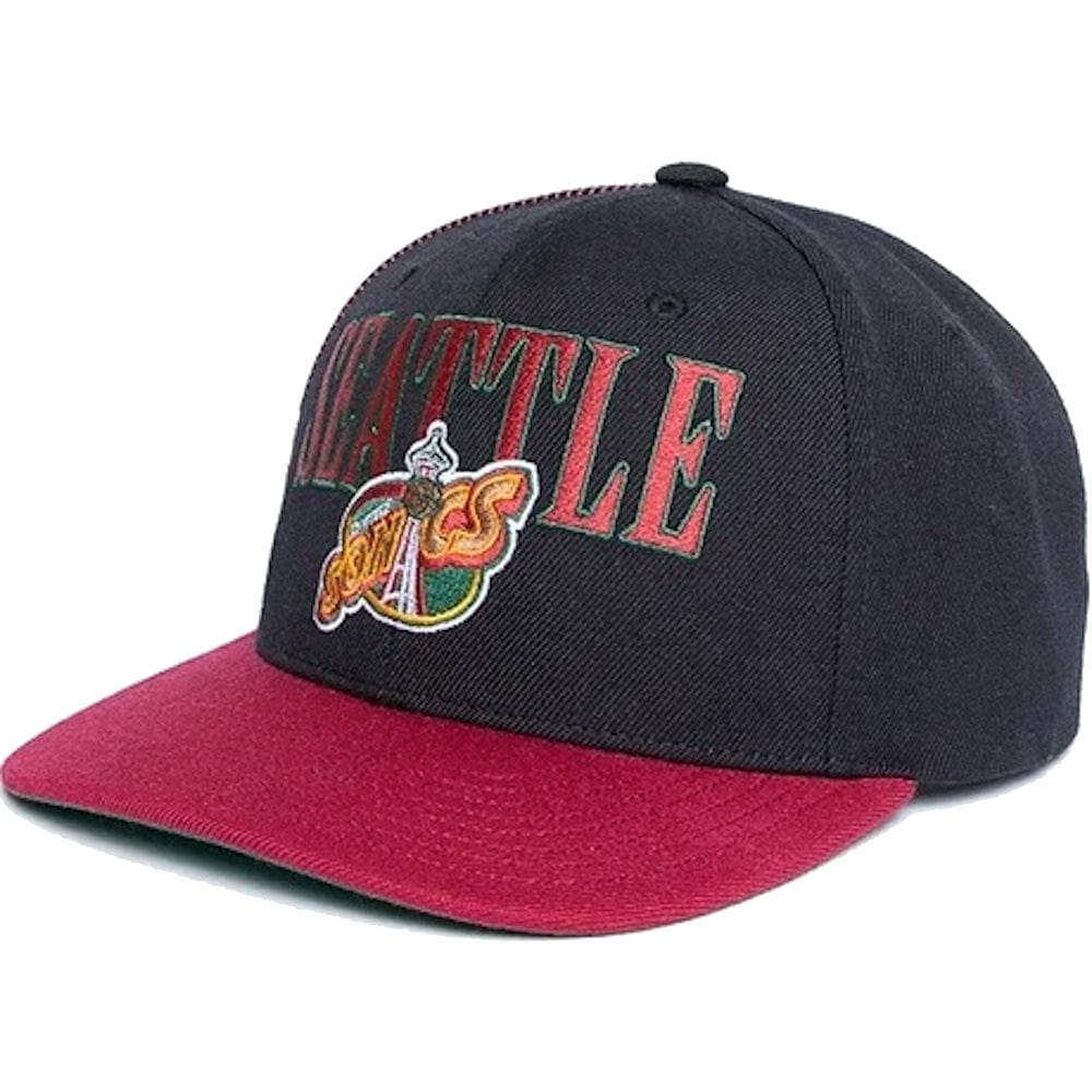 Mitchell & Ness Side Swipe OG Seattle Supersonics Snapback - Black / Red
