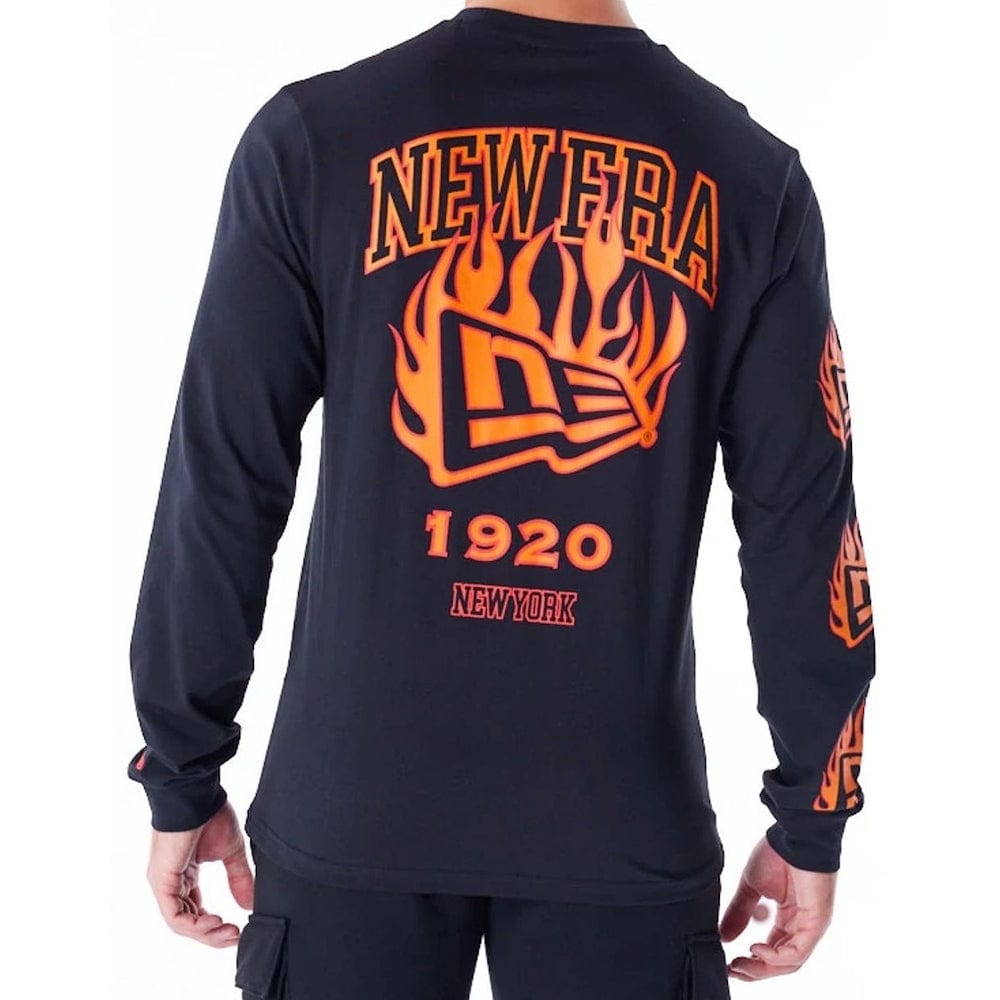New Era Flag Flame Long Sleeve Tee - Black