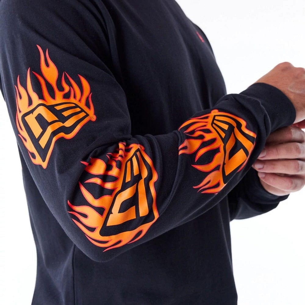 New Era Flag Flame Long Sleeve Tee - Black