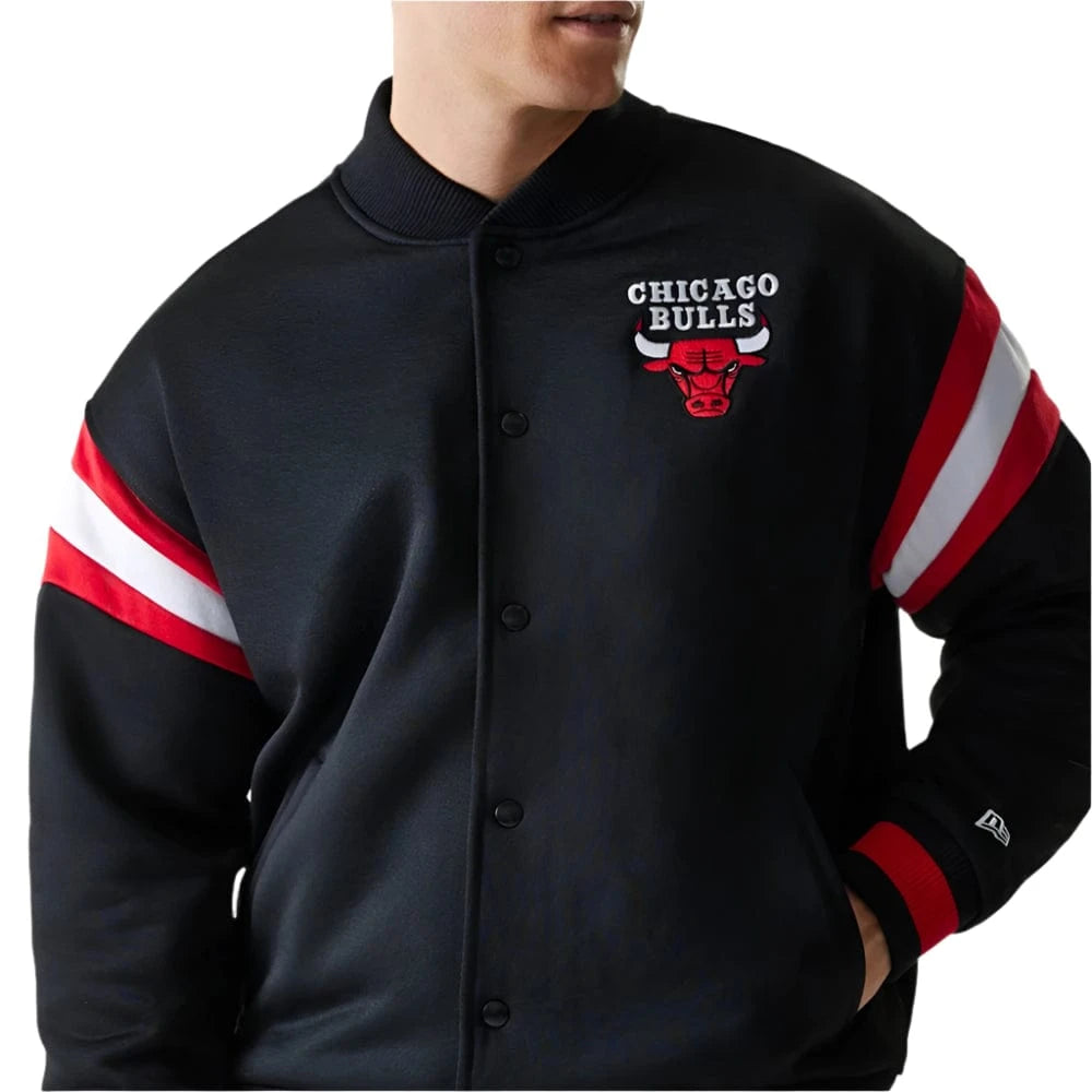 New Era NBA Panel Bomber Jacket Chicago Bulls - Black