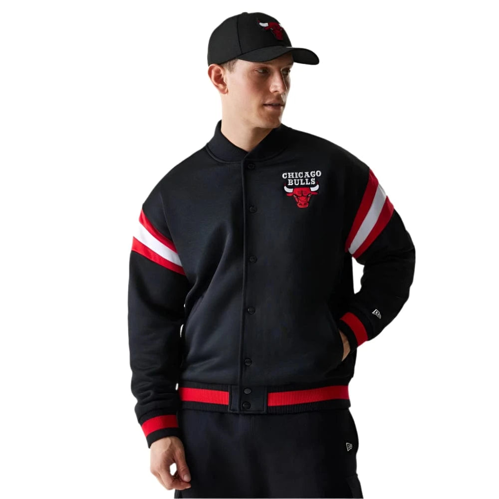 New Era NBA Panel Bomber Jacket Chicago Bulls - Black