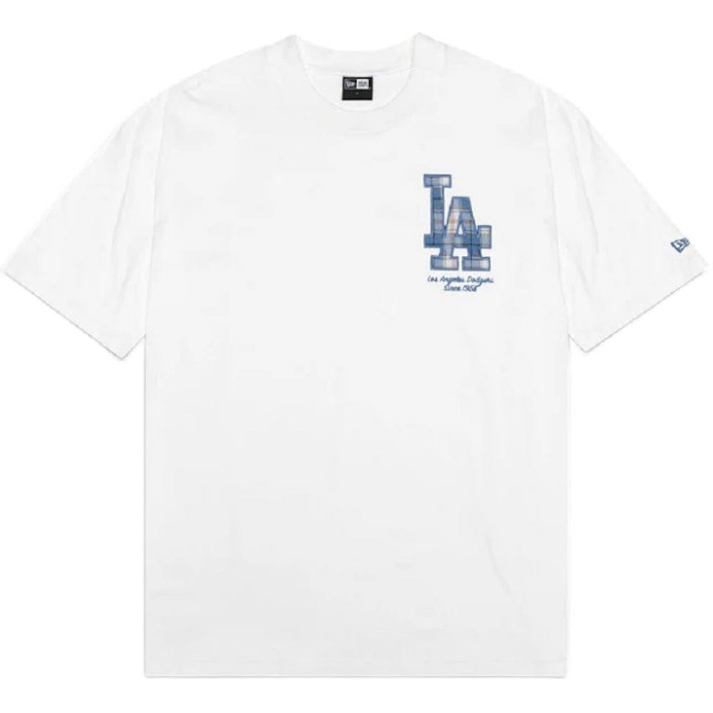 New Era Plaid Infill Oversize Tee Los Angeles Dodgers - White