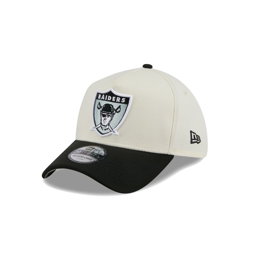New Era 39THIRTY 2-Tone NFL A-Frame Fitted Cap Las Vegas Raiders - Chrome White / Black