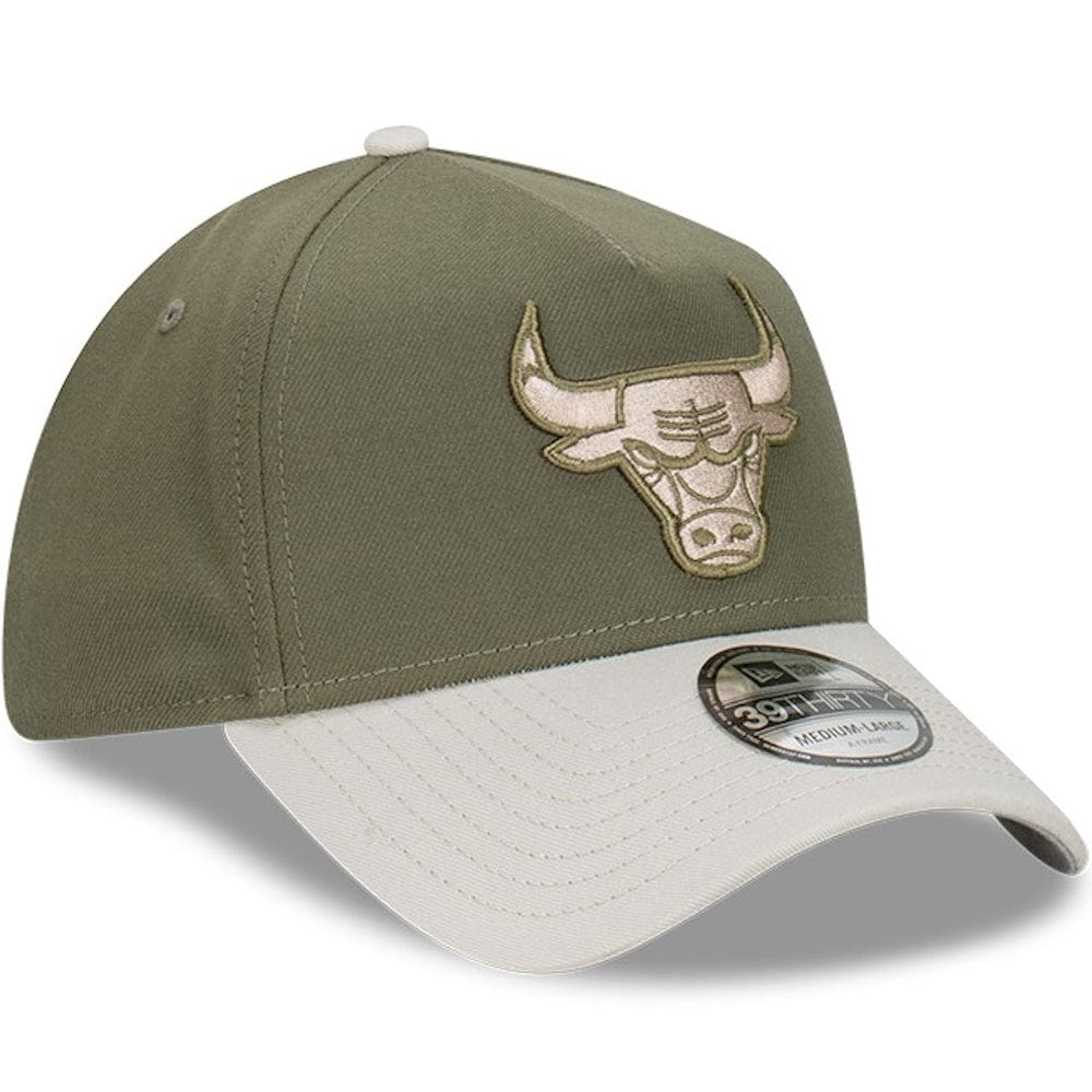 New Era 39THIRTY A-Frame Stretch Fit Cap Chicago Bulls - New Olive / Vintage Stone