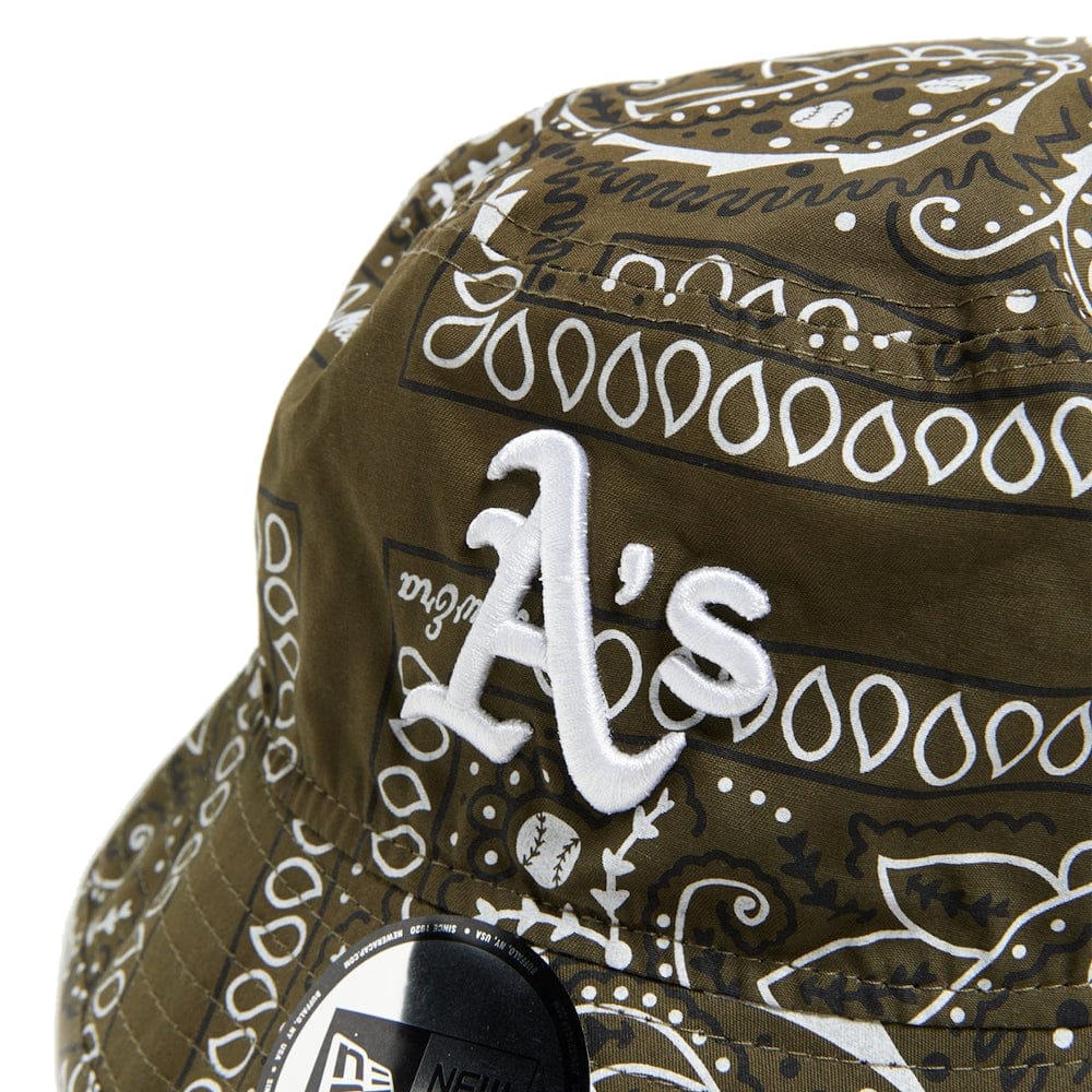 New Era Paisley Oakland Athletics Bucket Hat - Olive