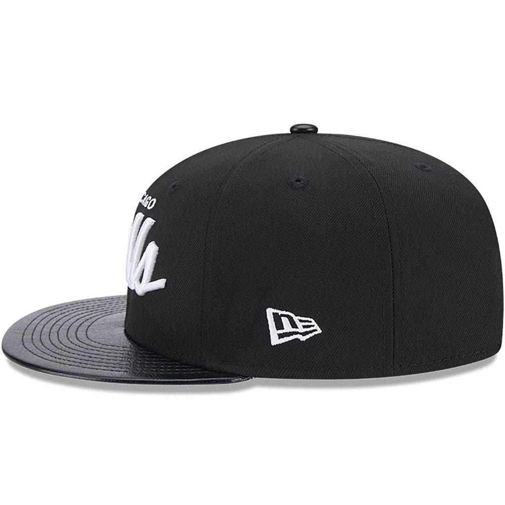 New Era 9FIFTY Faux Leather Visor Snapback Chicago Bulls - Black