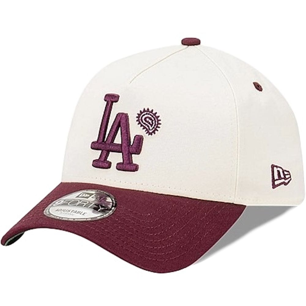 New Era 9FORTY 2-Tone Paisley A-Frame Snapback Los Angeles Dodgers - Chrome White / Maroon