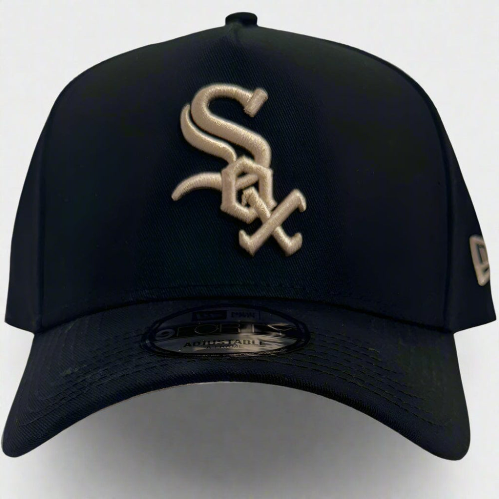 New Era 9FORTY A-Frame Snapback Tan Undervisor Chicago White Sox - Black / Tan - Front