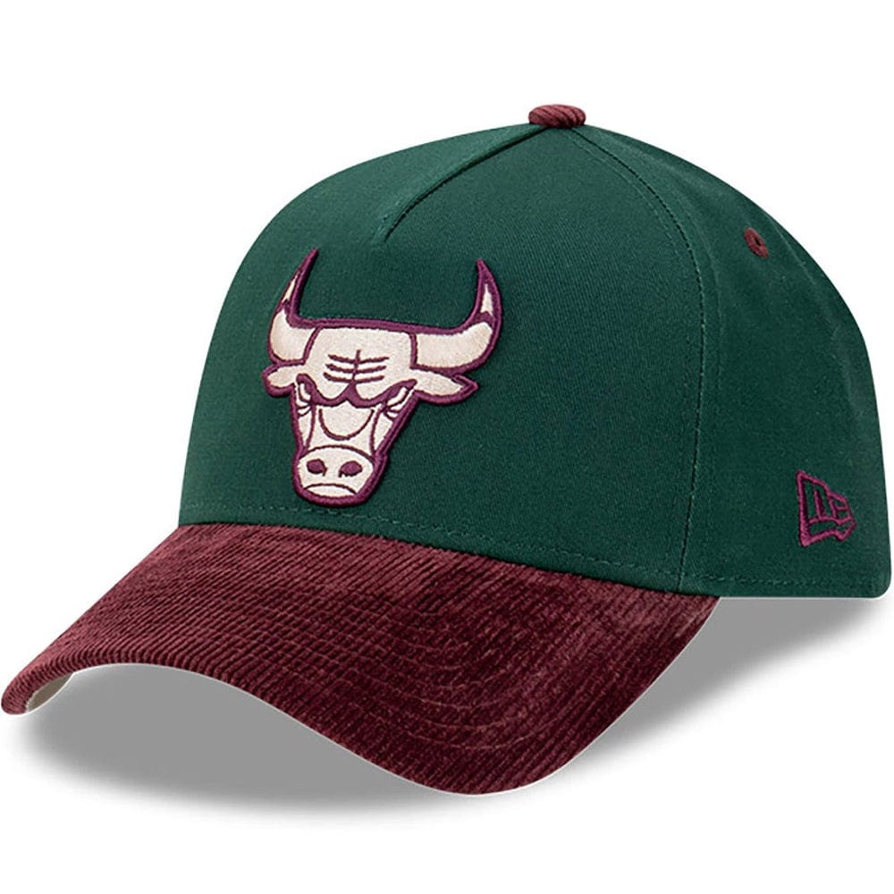 New Era 9FORTY Cord Brim A-Frame Snapback Chicago Bulls - Dark Green / Rhubarb