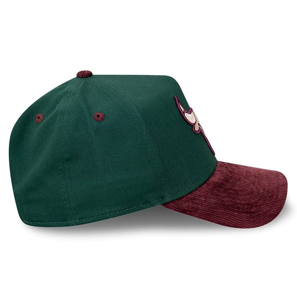 New Era 9FORTY Cord Brim A-Frame Snapback Chicago Bulls - Dark Green / Rhubarb
