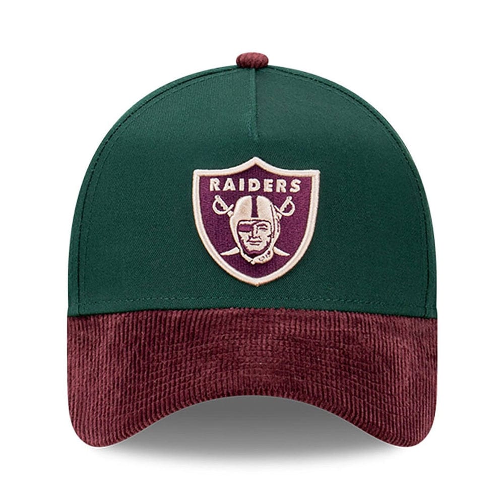 New Era 9FORTY Cord Brim A-Frame Snapback Las Vegas Raiders - Dark Green / Rhubarb