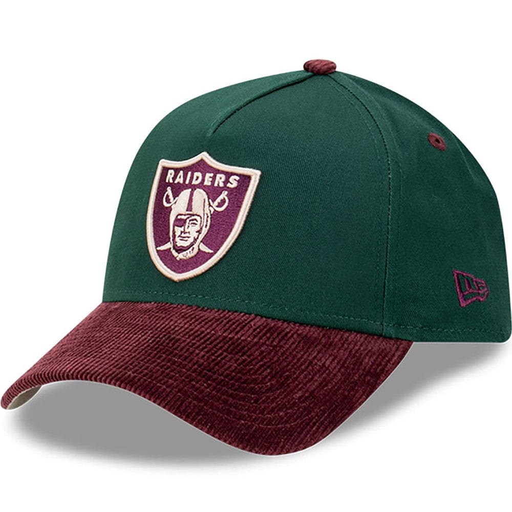 New Era 9FORTY Cord Brim A-Frame Snapback Las Vegas Raiders - Dark Green / Rhubarb