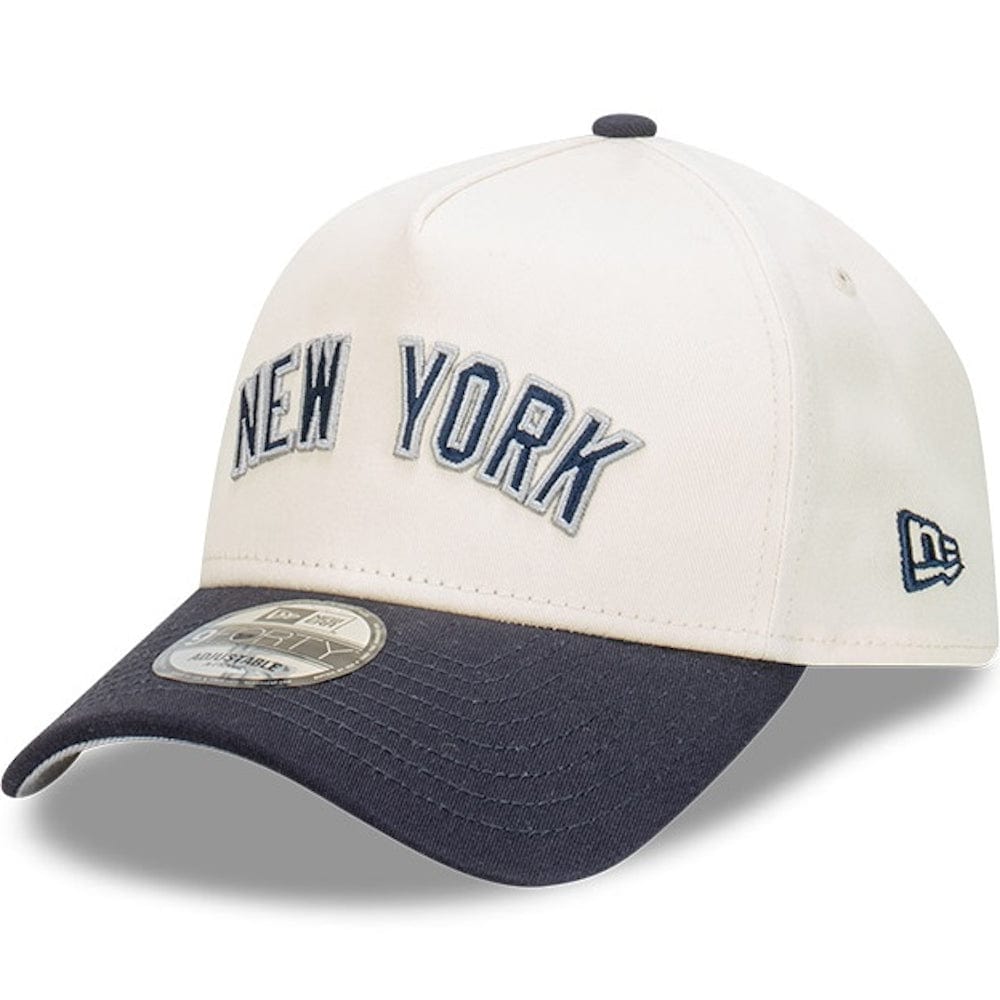 New Era 9FORTY Wordmark A-Frame Snapback New York Yankees - Chrome White / Navy