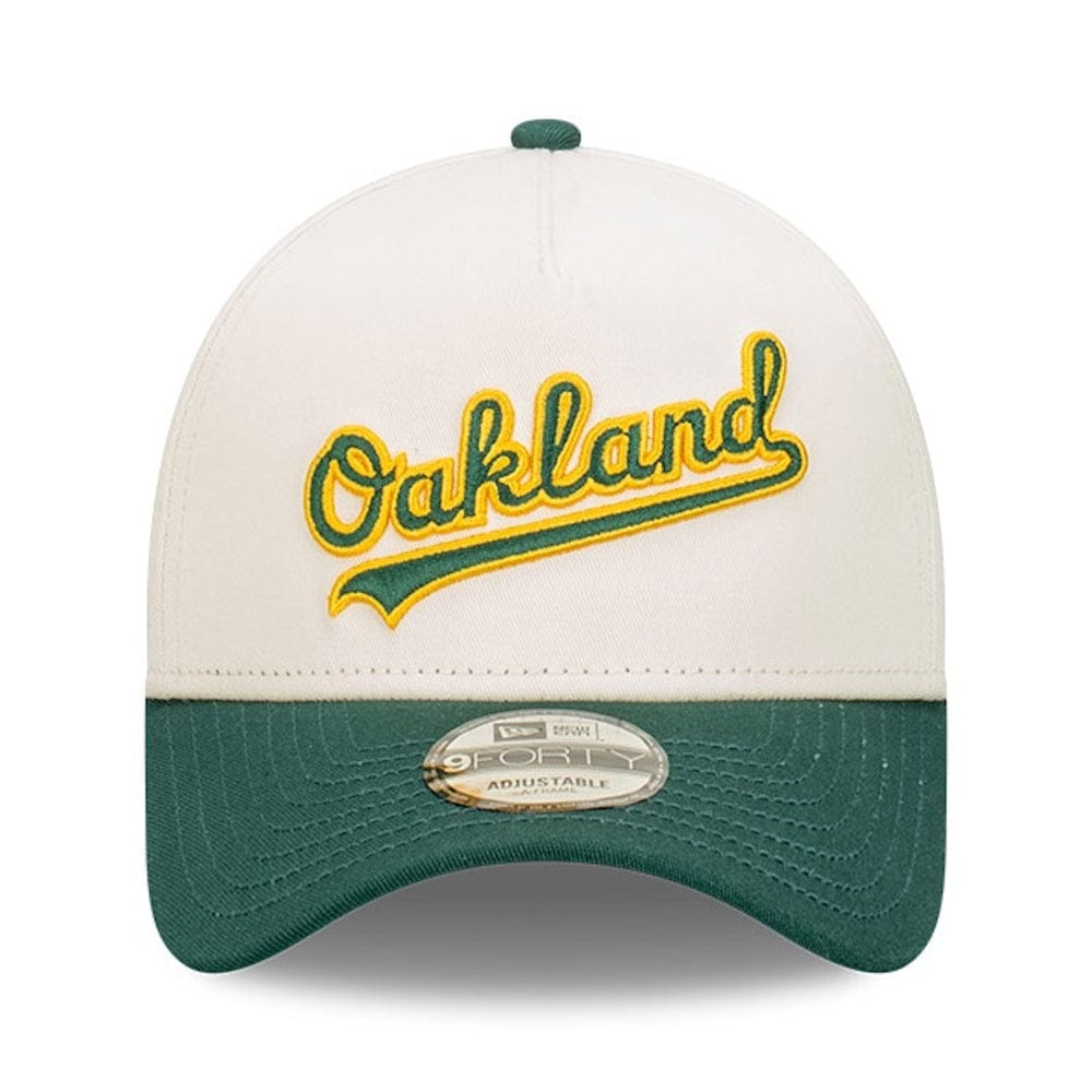 New Era 9FORTY Wordmark A-Frame Snapback Oakland Athletics - Chrome White / Dark Green