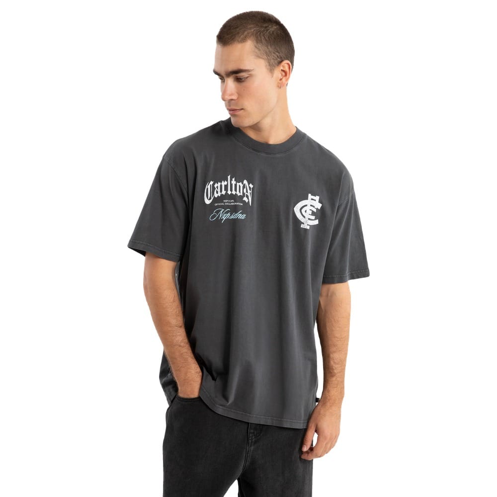 NXP X AFL Carlton Vintage Goth Tee - Pigment Asphalt