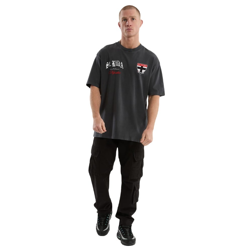 NXP X AFL St Kilda  Vintage Goth Tee - Pigment Asphalt