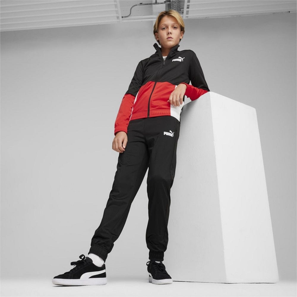 PUMA Kids Colourblock Poly Suit - Black / Red