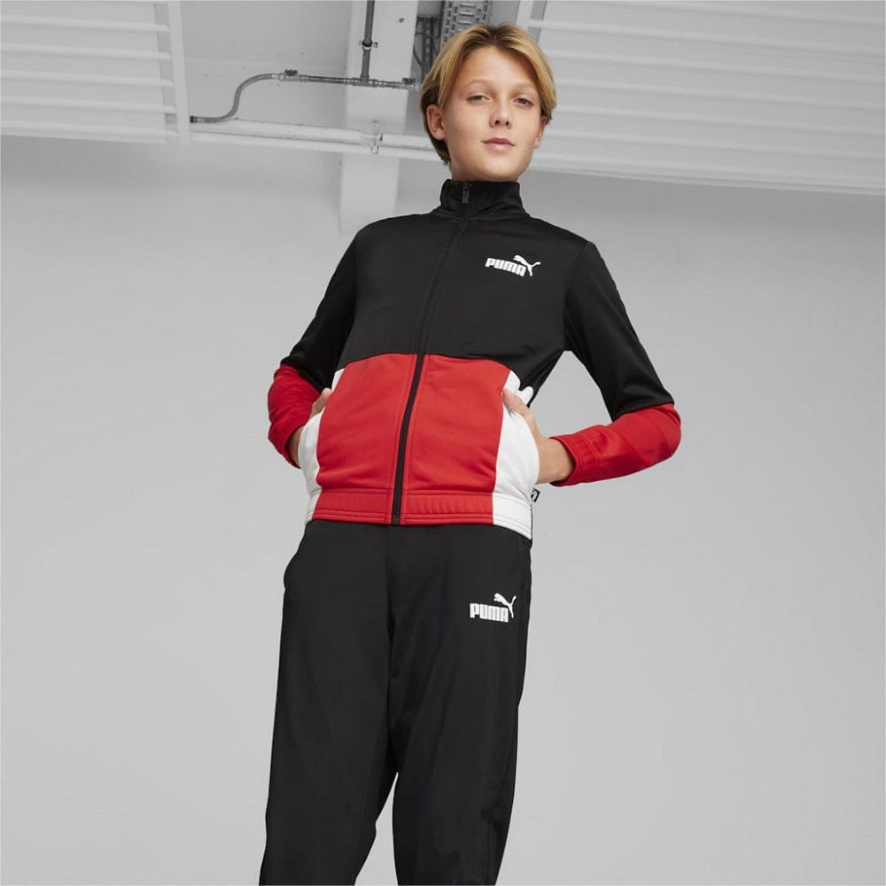 PUMA Kids Colourblock Poly Suit - Black / Red