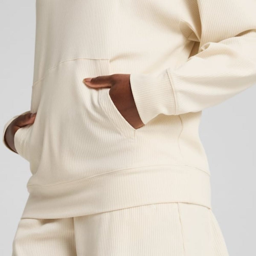 PUMA Womens ESS ELEVATED Comfort Rib Hoodie - Alpine Snow