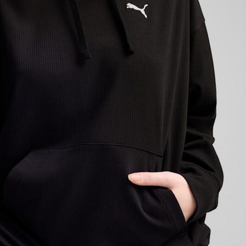 PUMA Womens ESS ELEVATED Comfort Rib Hoodie  - Black