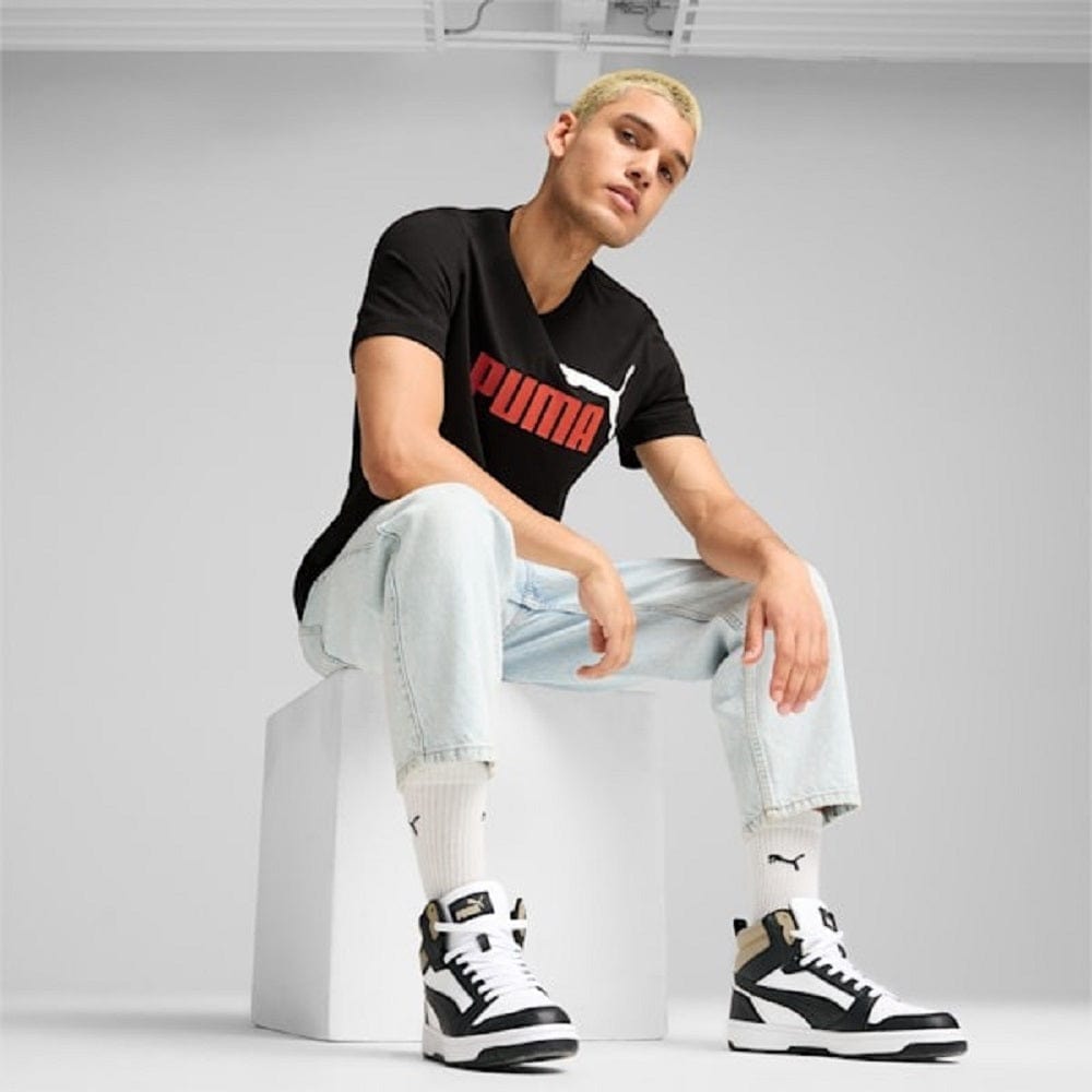 PUMA Essentials 2 Colour Logo Tee - Black / Red Mazing