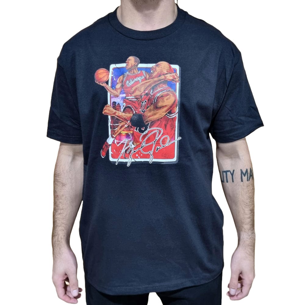 Retro Kings Jordan Watercolour Stacked Tee - Black