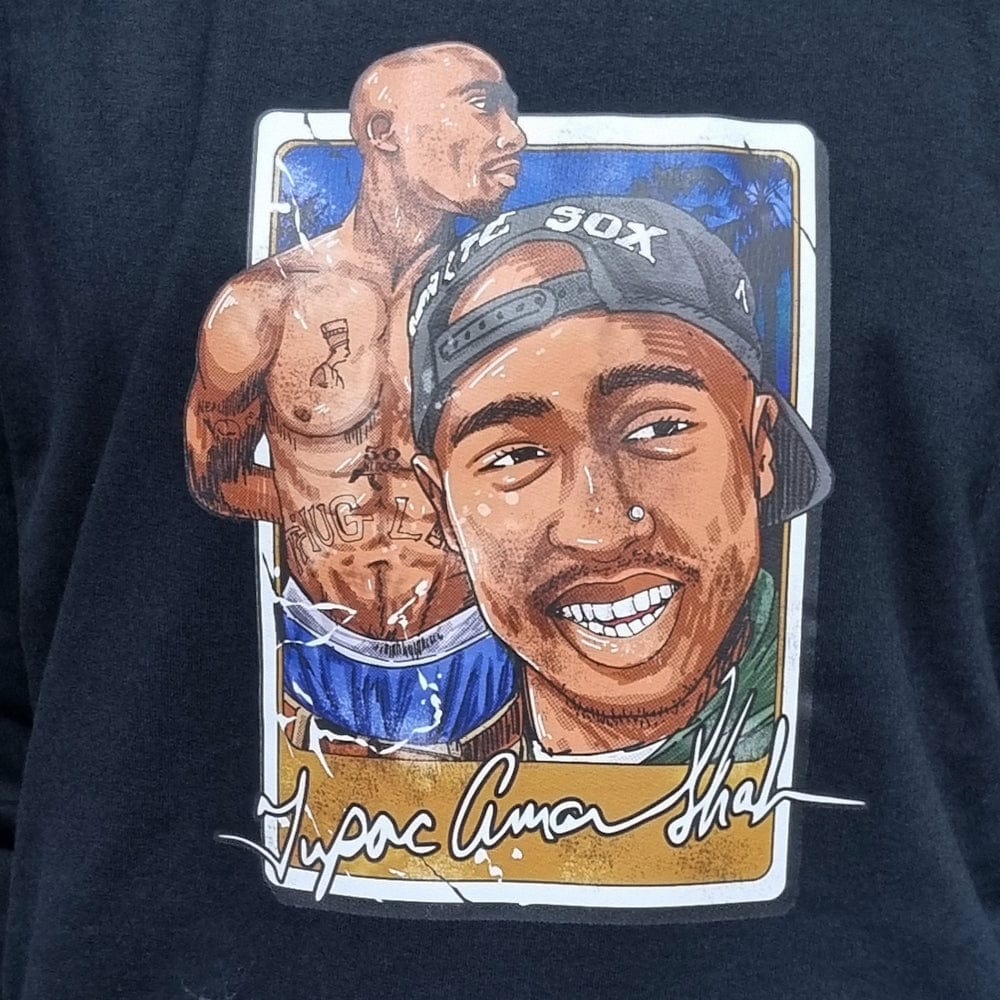Retro Kings Tupac Watercolour Stacked Hoodie - Black