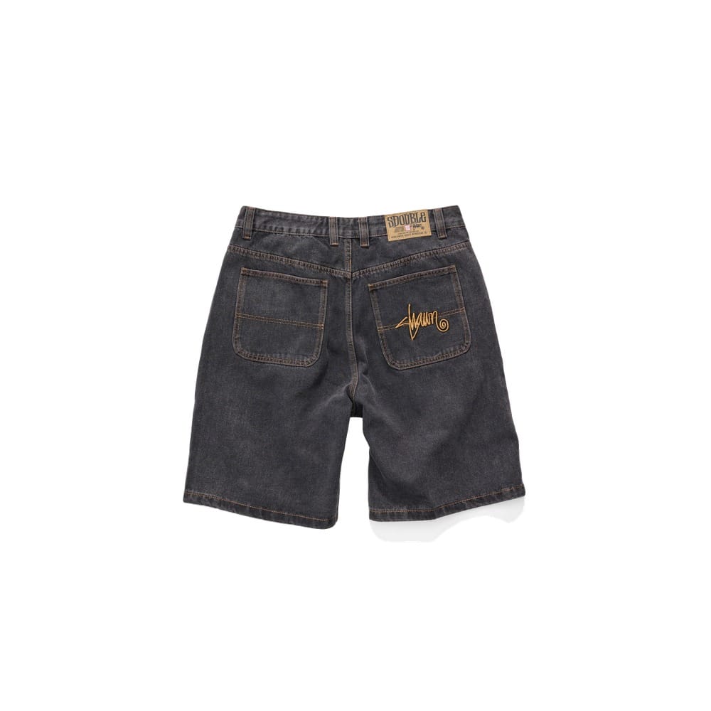 S / DOUBLE Embroidered 5 Pocket Denim Short - Washed Black