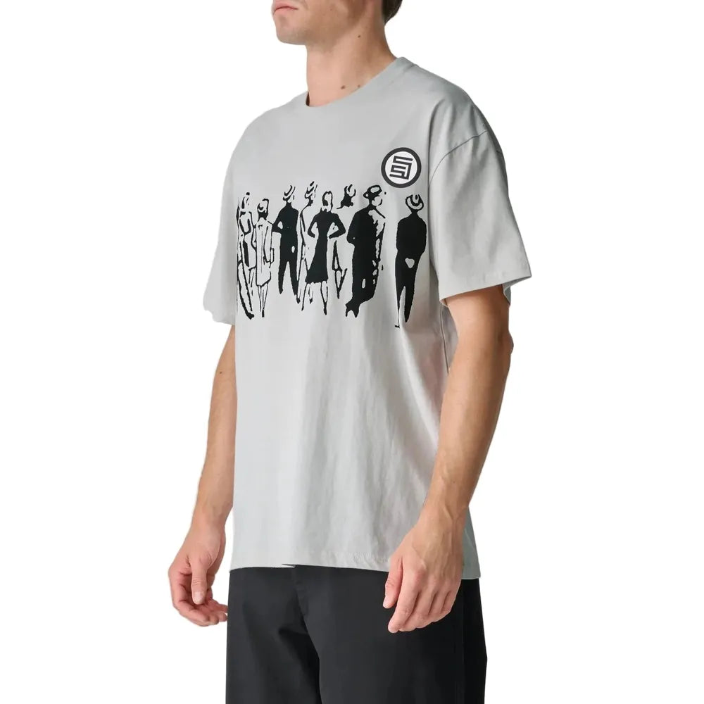 S / DOUBLE People Stripe SS Tee - Pigment Silver