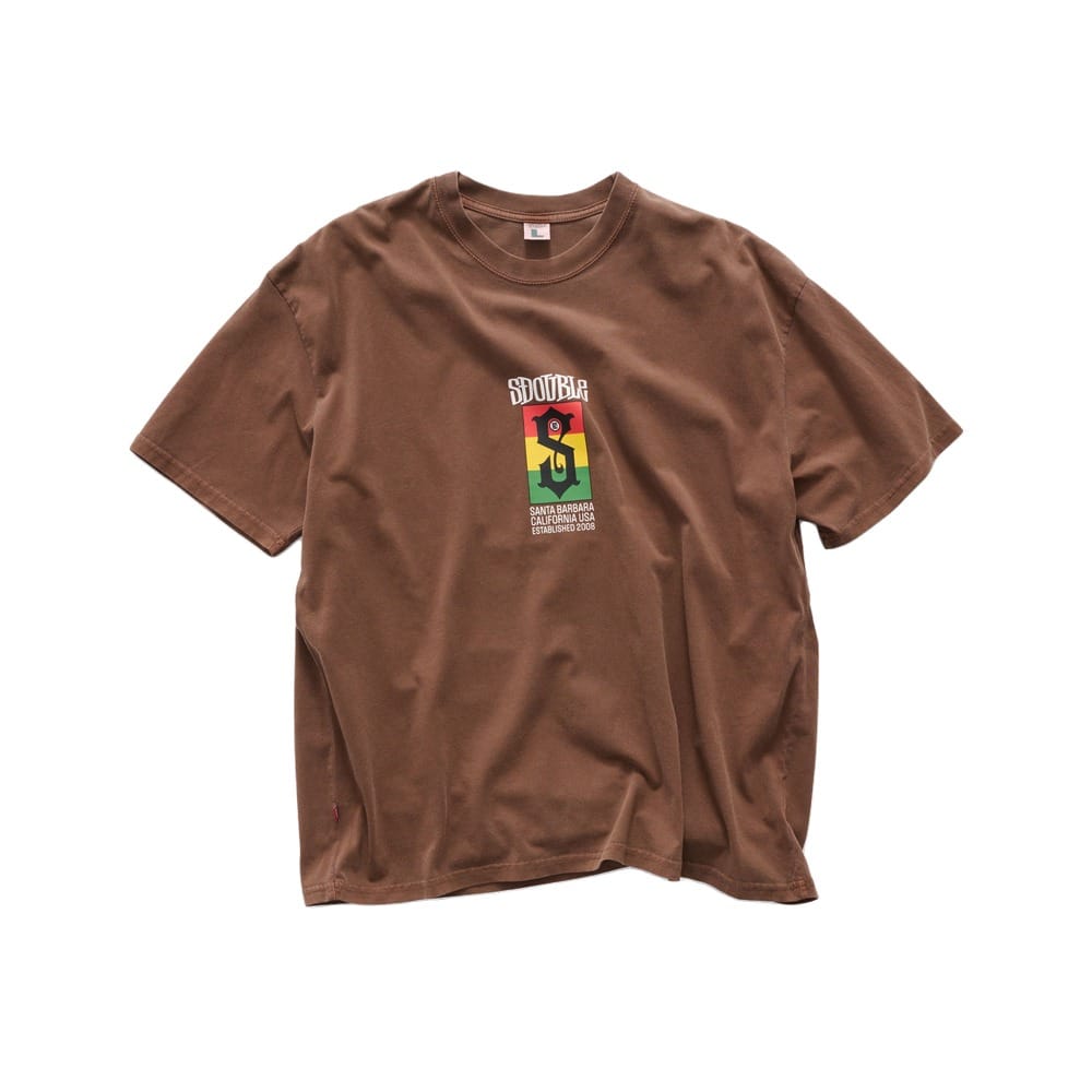 S / DOUBLE Roots Flag Tee - Pigment Chocolate