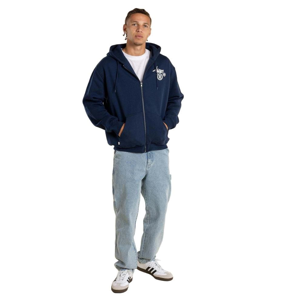 S / DOUBLE Shawn Dot Zip Through Hoodie - Navy