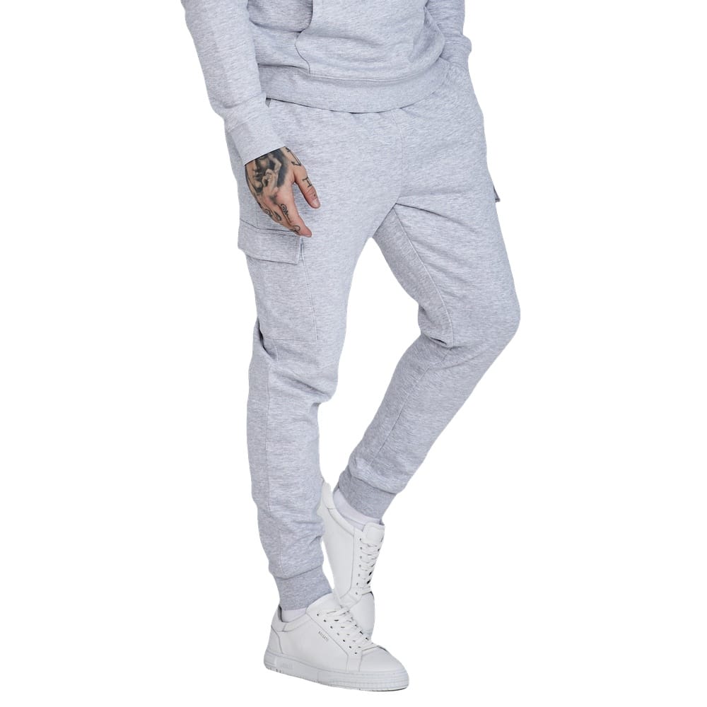 SikSilk Essential Cargo Jogger - Grey Marl