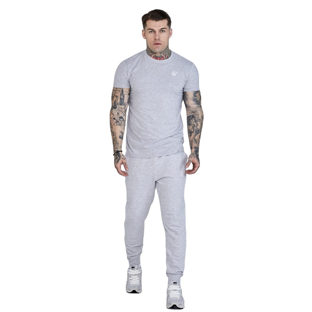SikSilk Essential Cuffed Jogger - Grey Marl