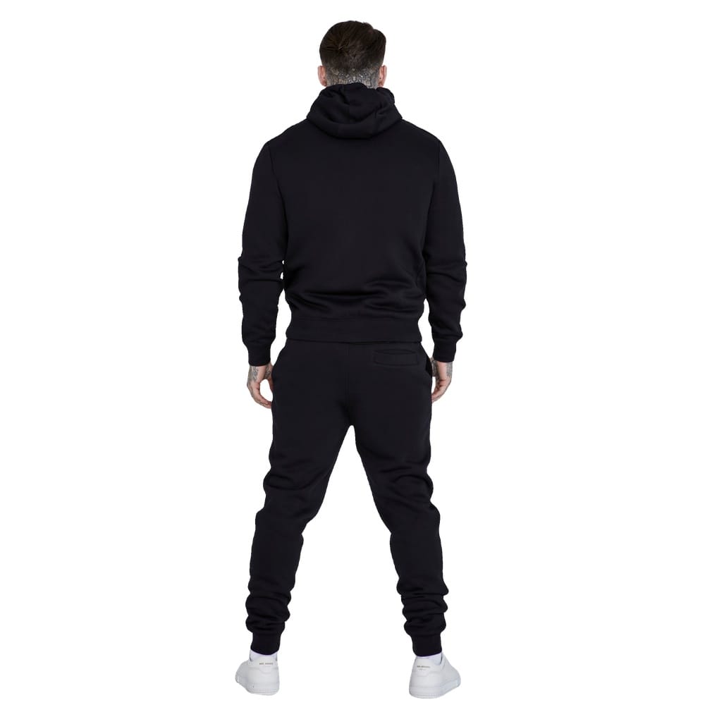 SikSilk Essential Zip Through Funnel Hoodie - Black