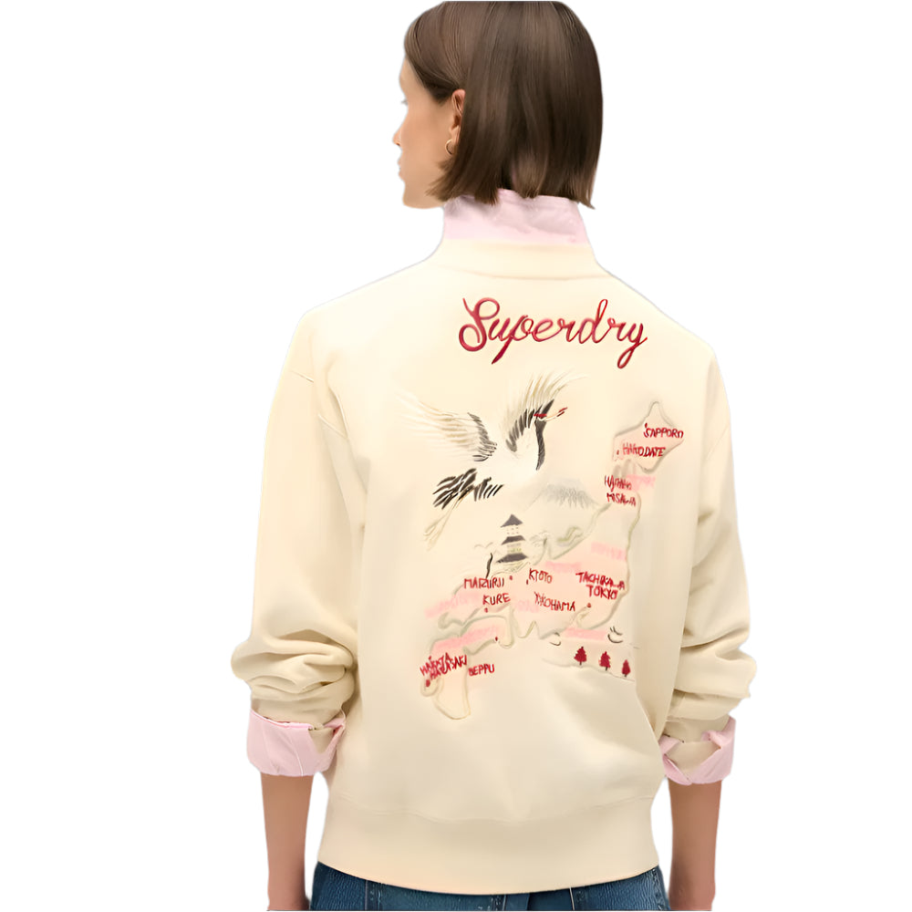 Superdry Womens Suika Embroidered Loose Sweat - Rice White