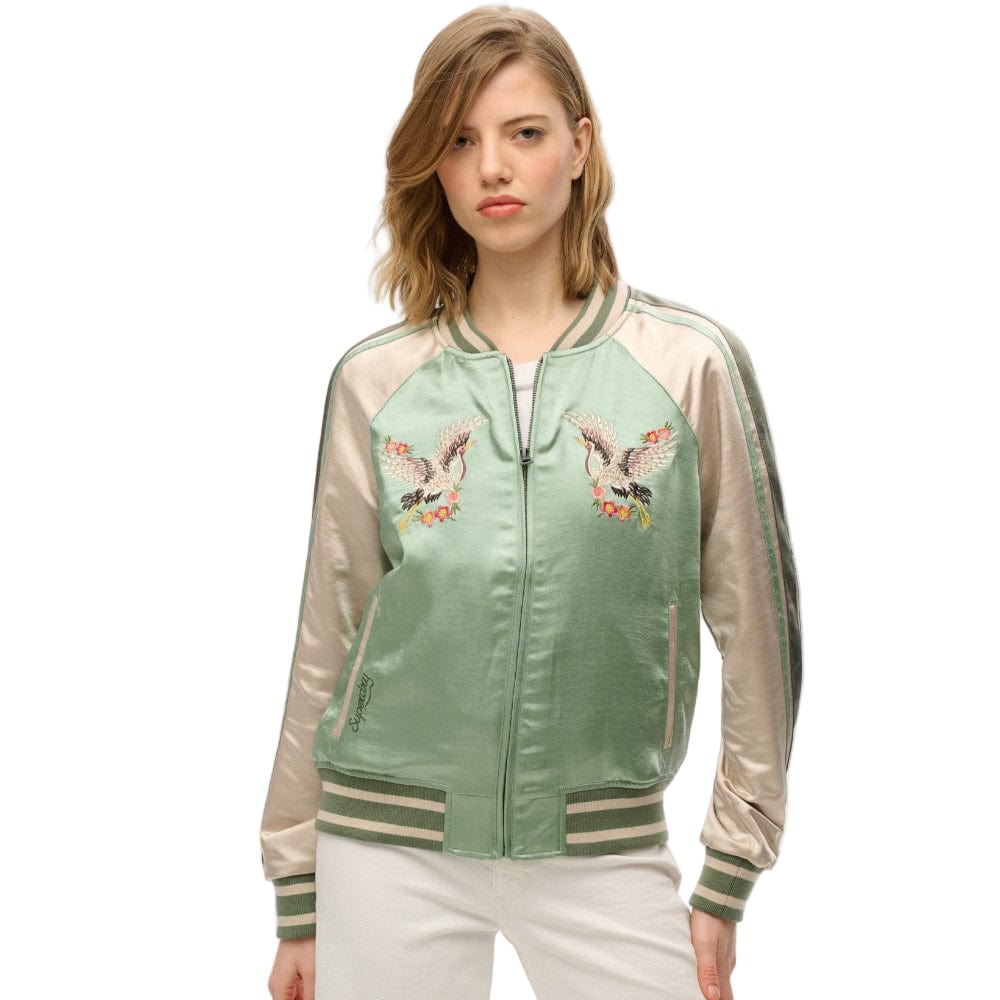 Superdry Womens Suikajan Embroidered Bomber - Desert Sage Green