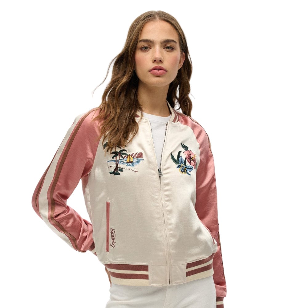 Superdry  Womens Suikajan Embroidered Bomber - Rice White