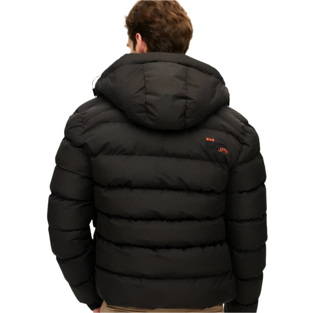 Superdry Hooded Sports Puffer Jacket - Black
