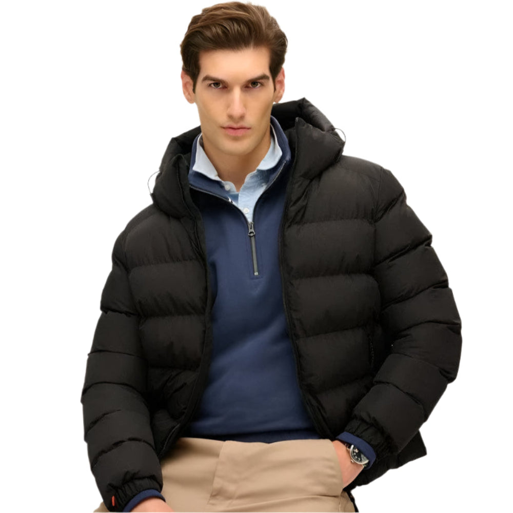 Superdry Hooded Sports Puffer Jacket - Black