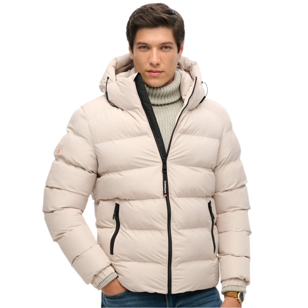 Superdry Hooded Sports Puffer Jacket - Chateau Grey