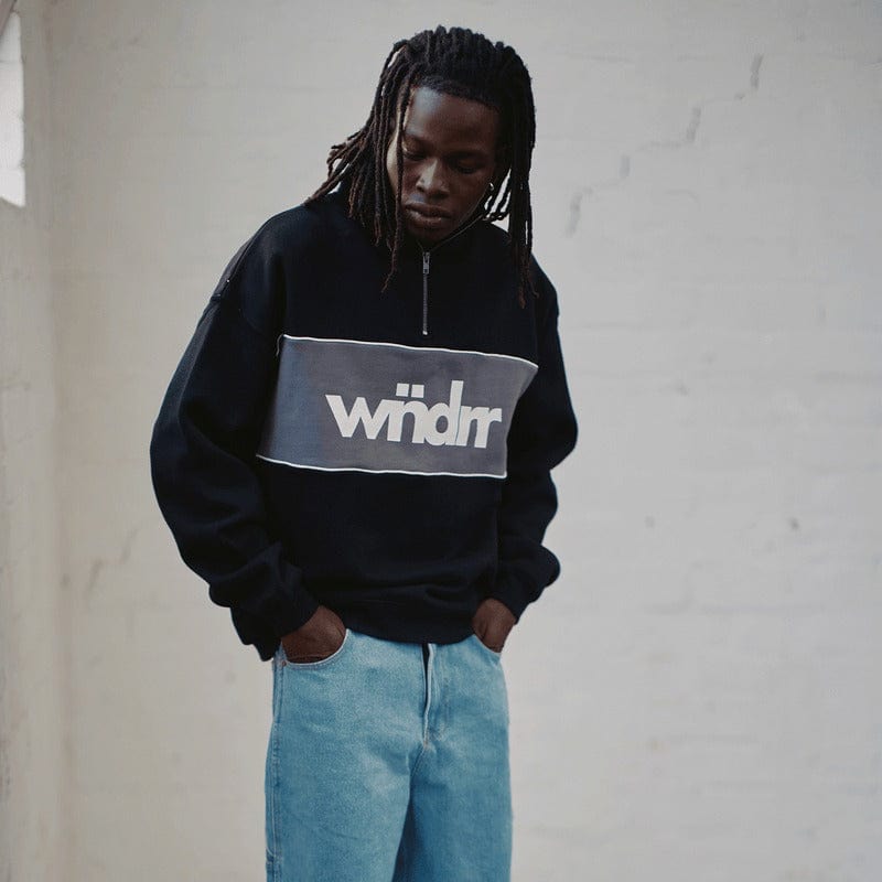 WNDRR Accent Panel 1/4 Zip Sweat - Black / Grey