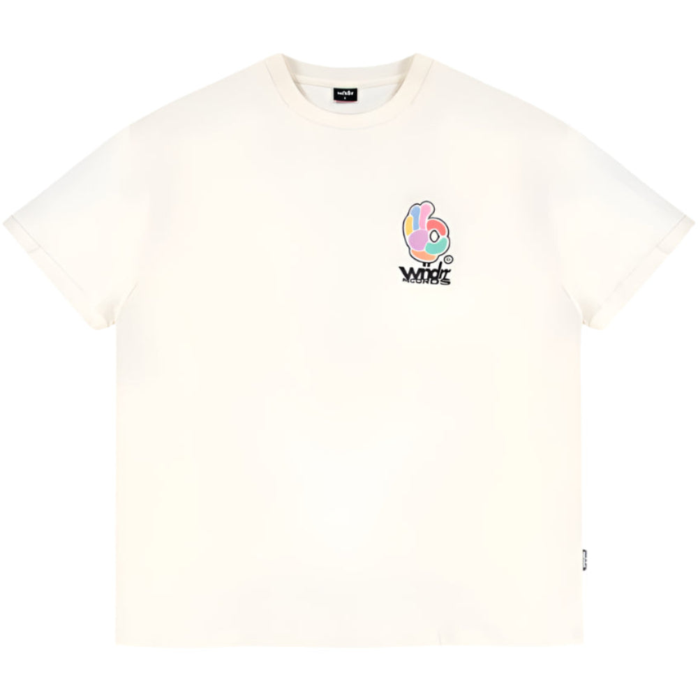 WNDRR Benny Box Fit Tee - Off White - Flat Lay Front