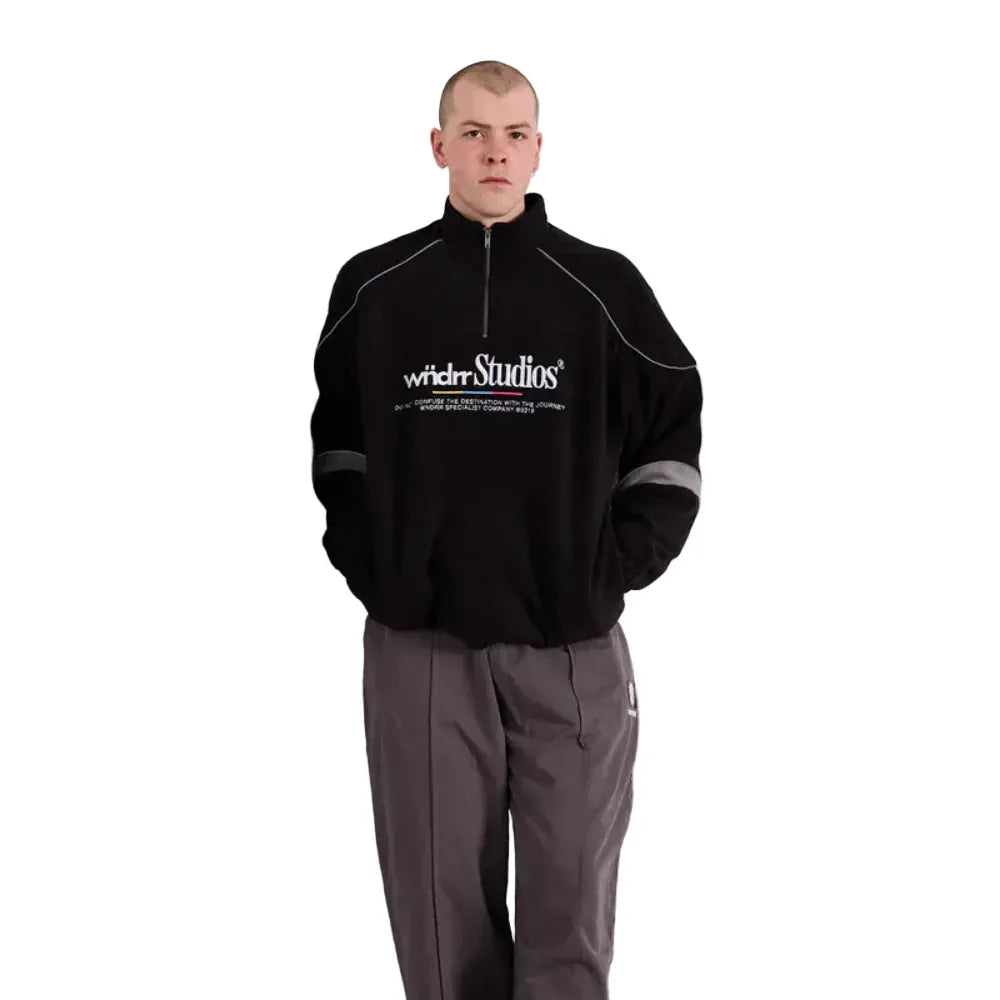 WNDRR Collective 1/4 Zip Polar Fleece Sweat - Black