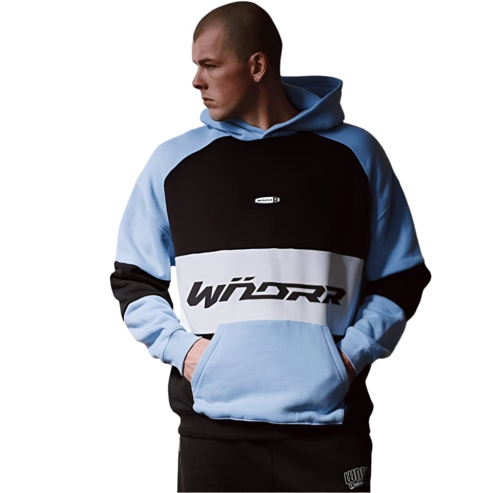 WNDRR Combine Panel Hood Sweat - Black / Air Blue